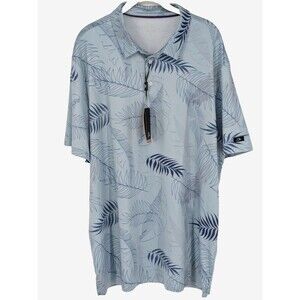 Obla Mens Shirt XL Blue Tropical NWT Side Slits Three Button Closure Collar Golf